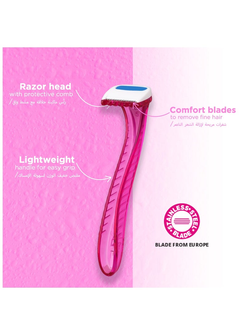 Floren Floren Bikini Line Razor for Women | Aloe Vera & Vit E | Gentle on Skin | Hair Removal Razor | No Irritation | Pack of 2  - Image 2