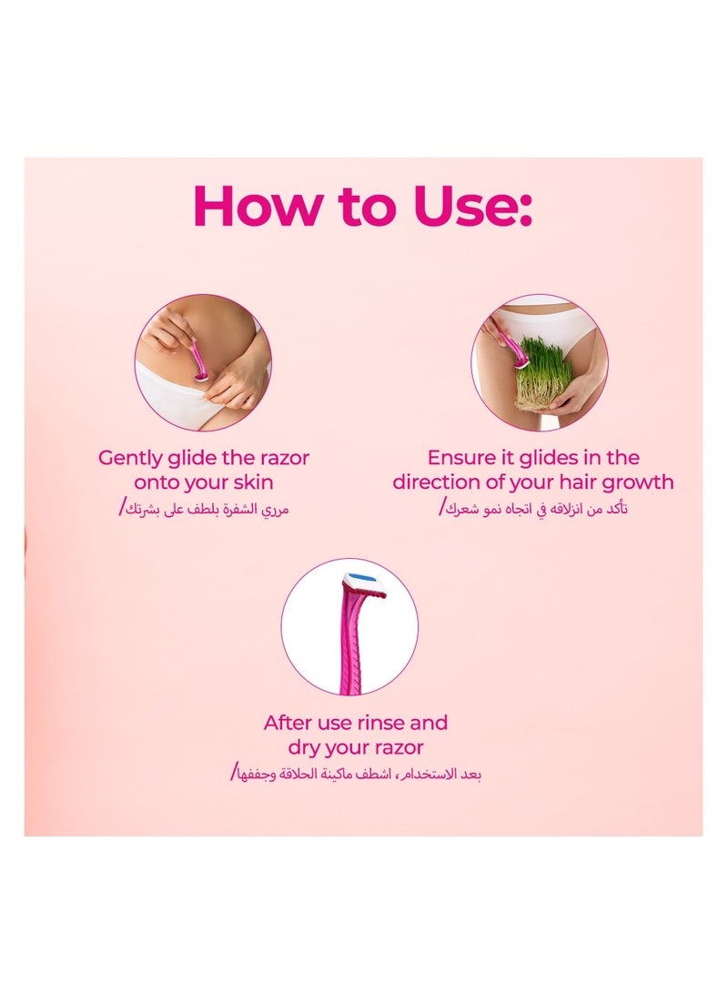 Floren Floren Bikini Line Razor for Women | Aloe Vera & Vit E | Gentle on Skin | Hair Removal Razor | No Irritation | Pack of 2  - Image 4