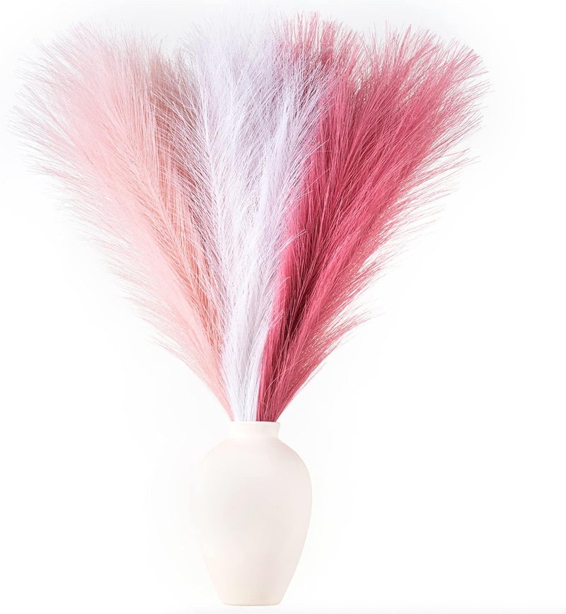 EVODIS Faux Pampas Grass Decor, 18"/45cm Artificial Pampas Grass Fluffy 6 Stem pompous Grass Flower Arrangement for Boho Home Wedding Decoration (Blush,Cream,Pink) - Image 2