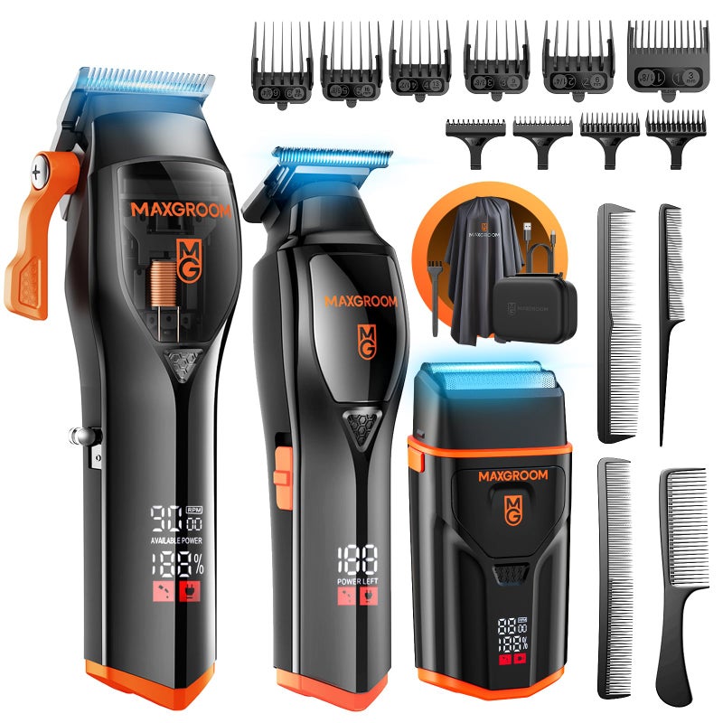 Maxgroom Professional Cordless Hair Clippers for Men with DLC Self-Sharped Blade, No Pulling or Snagging, Barber Clippers Fades Set, Electric Beard Trimmer, Foil Shaver, Hair Cutting Kit, Ideal Gift for Men - Image 1