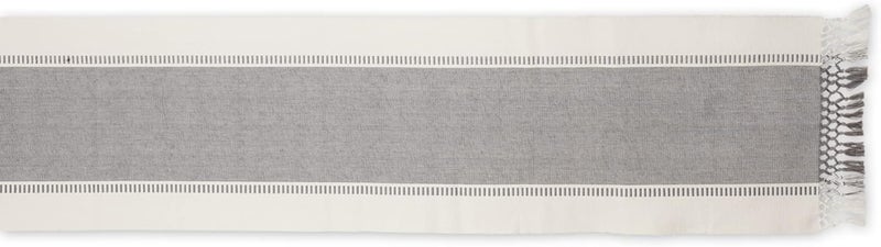 DII Dobby Stripe Woven Table Runner, 13x108 (13x113.5, Fringe Included), Cool Gray - Image 2
