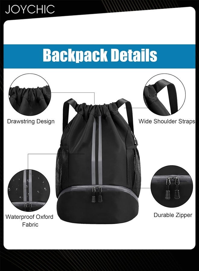 Joychic حقيبة ظهر رياضية بسحاب للسباحة وصالة الألعاب الرياضية للرجال والنساء مع حجرة للكرة والأحذية مقاومة للماء بسعة كبيرة لحقيبة رياضية خارجية - Image 4