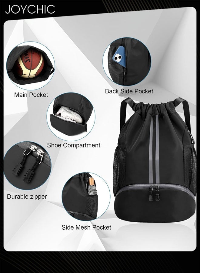 Joychic حقيبة ظهر رياضية بسحاب للسباحة وصالة الألعاب الرياضية للرجال والنساء مع حجرة للكرة والأحذية مقاومة للماء بسعة كبيرة لحقيبة رياضية خارجية - Image 5