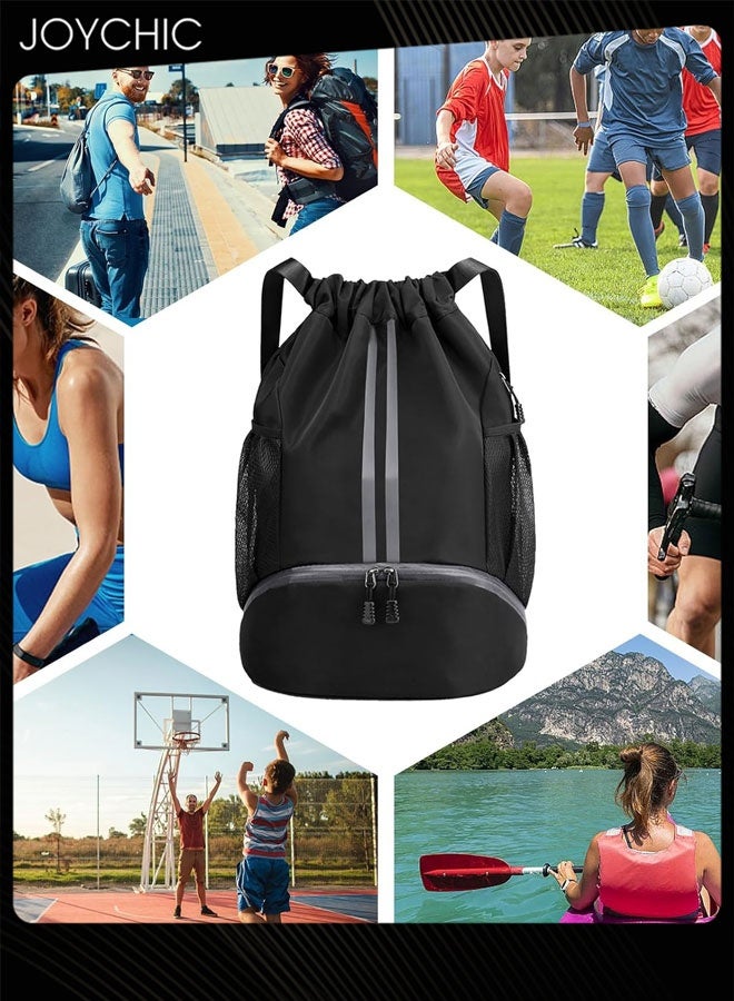 Joychic حقيبة ظهر رياضية بسحاب للسباحة وصالة الألعاب الرياضية للرجال والنساء مع حجرة للكرة والأحذية مقاومة للماء بسعة كبيرة لحقيبة رياضية خارجية - Image 2