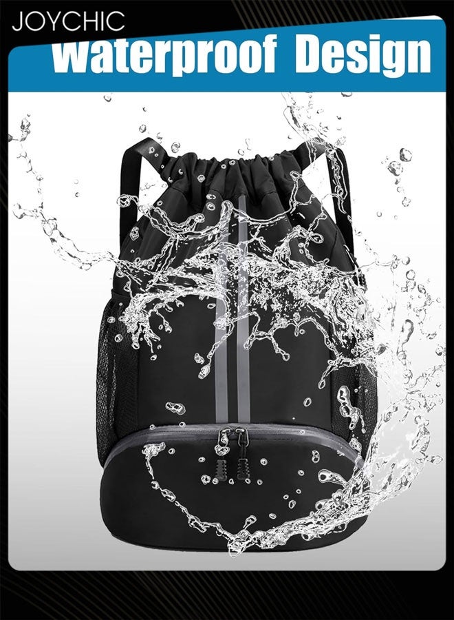Joychic حقيبة ظهر رياضية بسحاب للسباحة وصالة الألعاب الرياضية للرجال والنساء مع حجرة للكرة والأحذية مقاومة للماء بسعة كبيرة لحقيبة رياضية خارجية - Image 3