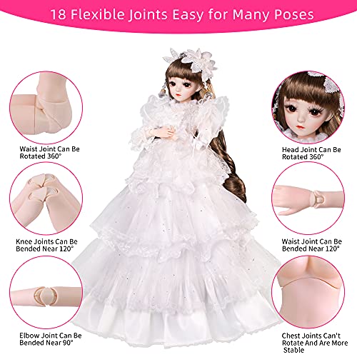 UCanaan BJD Doll 13 SD Dolls 24 Inch 18 Ball Jointed Doll DIY Toys with Clothes Outfit Shoes Wig Hair Makeup Best Gift Isabella - Image 5