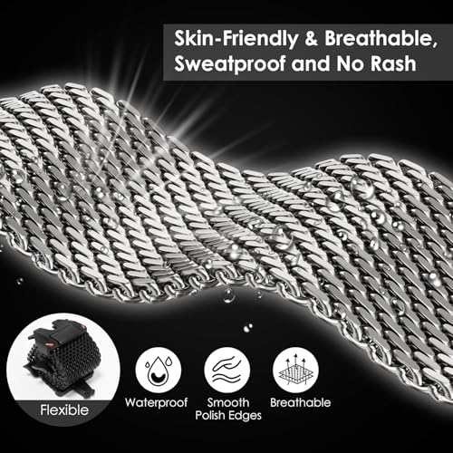 WINGLE Milanese Loop for Apple Watch Band Ultra 3/2/1 Band Ultra 49mm Series 11 10 46mm 45mm 44mm SE 3/2/1 9 8 7 6 5 4 Men Women,Parachute-Style Buckle Stainless Steel Mesh Metal iWatch Bands Titanium - Image 4