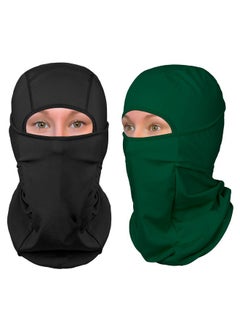 Balaclava Face Mask Men Black Ski Mask For Men Ski Mask For Women Full Face Mask Ski Masks Skimask Ski Mask Beanie Nordic Black + Green (2Pack)