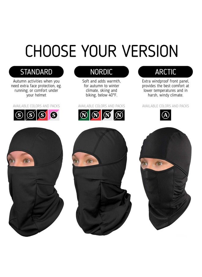 The Friendly Swede - Balaclava Face Mask Men Black Ski Mask For Men Ski Mask For Women Full Face Mask Ski Masks Skimask Ski Mask Beanie Nordic Black + Green (2Pack) - Image 1