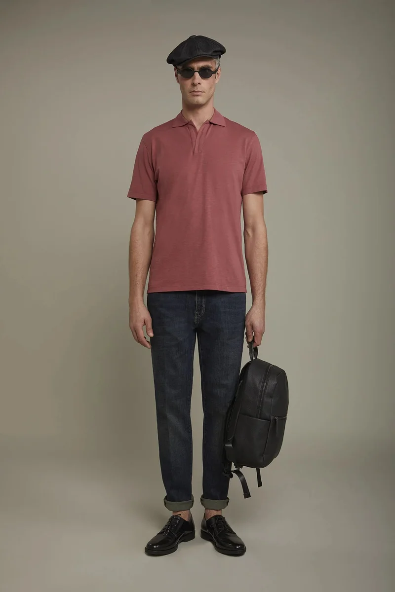 Doppelganger Men's short sleeve button-less polo - Antique Rose