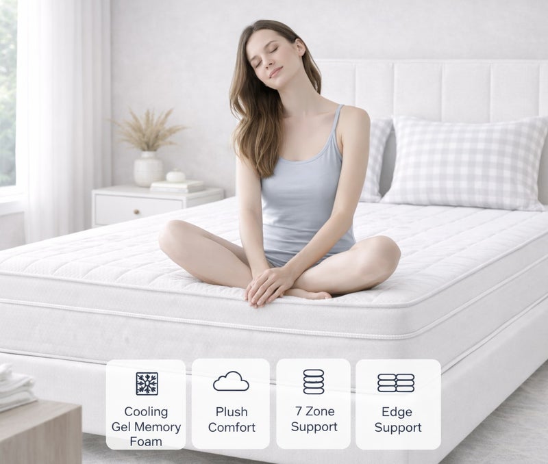 ريكسال هوم مرتبة Rexal Home Euro Heaven بريميوم بنظام النوابض الجيبية – سماكة 30 سم، ميموري فوم مع جل مبرد، فوم عالي المرونة، دعم متوسط الصلابة، تخفيف الضغط وعزل حركة منخفض، مقاس كينج 180 × 190 سم - Image 4