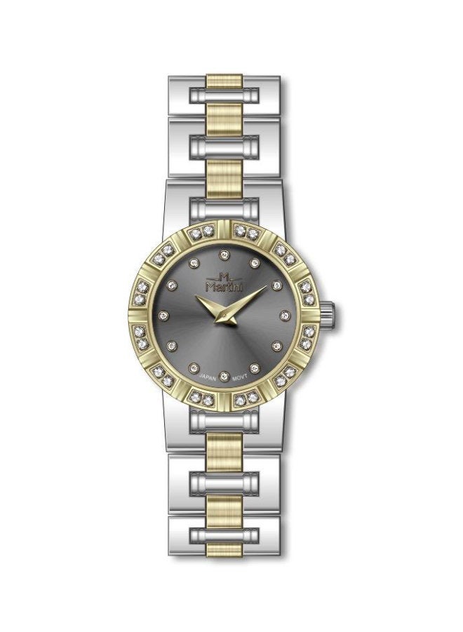 مارتيني ساعة مارتيني الأنيقة للنساء بتصميم عصري مينا رمادية وسوار من الفولاذ المقاوم للصدأ مقاومة للماء مثالية للإطلالات الكاجوال والرسمية - Image 1