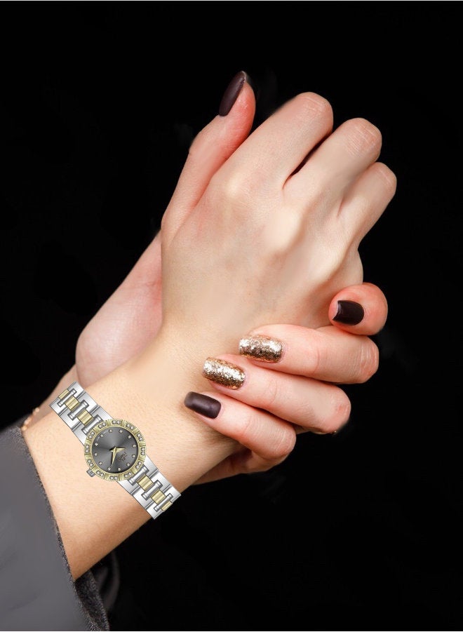 مارتيني ساعة مارتيني الأنيقة للنساء بتصميم عصري مينا رمادية وسوار من الفولاذ المقاوم للصدأ مقاومة للماء مثالية للإطلالات الكاجوال والرسمية - Image 2