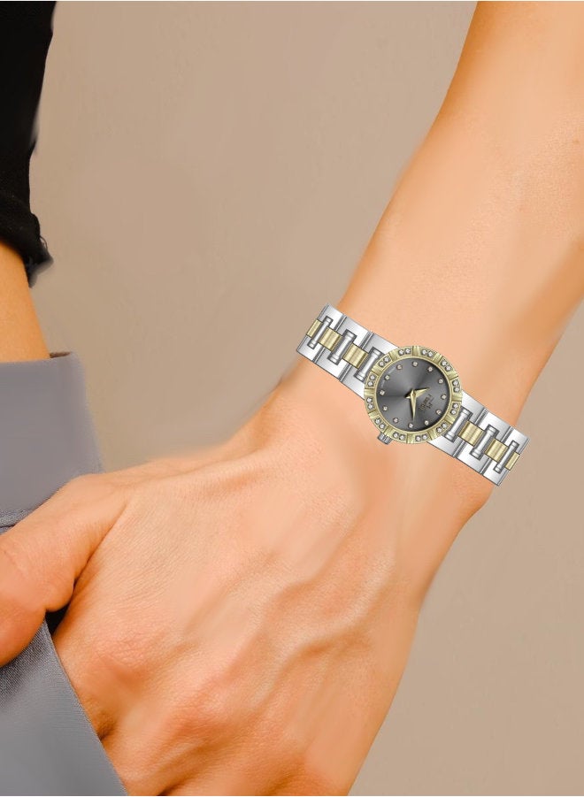 مارتيني ساعة مارتيني الأنيقة للنساء بتصميم عصري مينا رمادية وسوار من الفولاذ المقاوم للصدأ مقاومة للماء مثالية للإطلالات الكاجوال والرسمية - Image 4