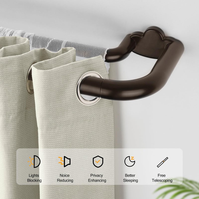 HOTOZON Double Curtain Rods 32 to 58 Inches, HOTOZON Blackout Double Curtain Rods for Windows 20 to 54 Inches (1.6-4.5 ft), 6/8 Inches Wrap Around Room Darkening Telescoping Drapery Rod, Bronze - Image 5