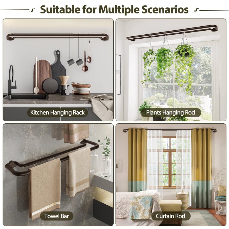 HOTOZON Double Curtain Rods 32 to 58 Inches, HOTOZON Blackout Double Curtain Rods for Windows 20 to 54 Inches (1.6-4.5 ft), 6/8 Inches Wrap Around Room Darkening Telescoping Drapery Rod, Bronze - Image 4