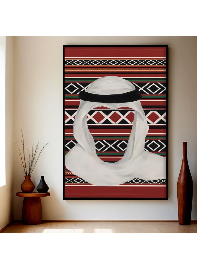 ماركتنا لوحة قماشية بتصميم الفن النجدي مع برواز مجوف مقاس (120x80) قطعة واحدة - Image 2