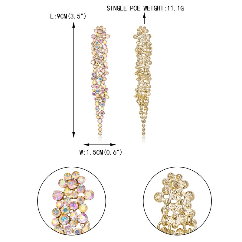 EVER FAITH Wedding Rhinestone Crystal Art Deco Statement Earring, Banquet Prom Long Chandelier Dangle Earrings for Women Bride Iridescent AB - Image 5