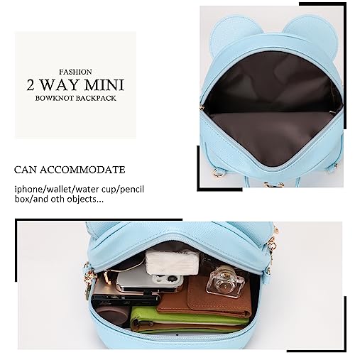 KL928 Girls Mini Backpack Bowknot Polka Dot Cute Small Daypacks Convertible Shoulder Bag Purse for Women - Image 4