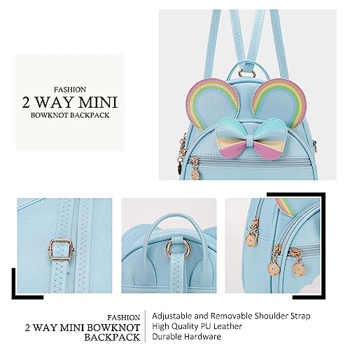 KL928 Girls Mini Backpack Bowknot Polka Dot Cute Small Daypacks Convertible Shoulder Bag Purse for Women - Image 3