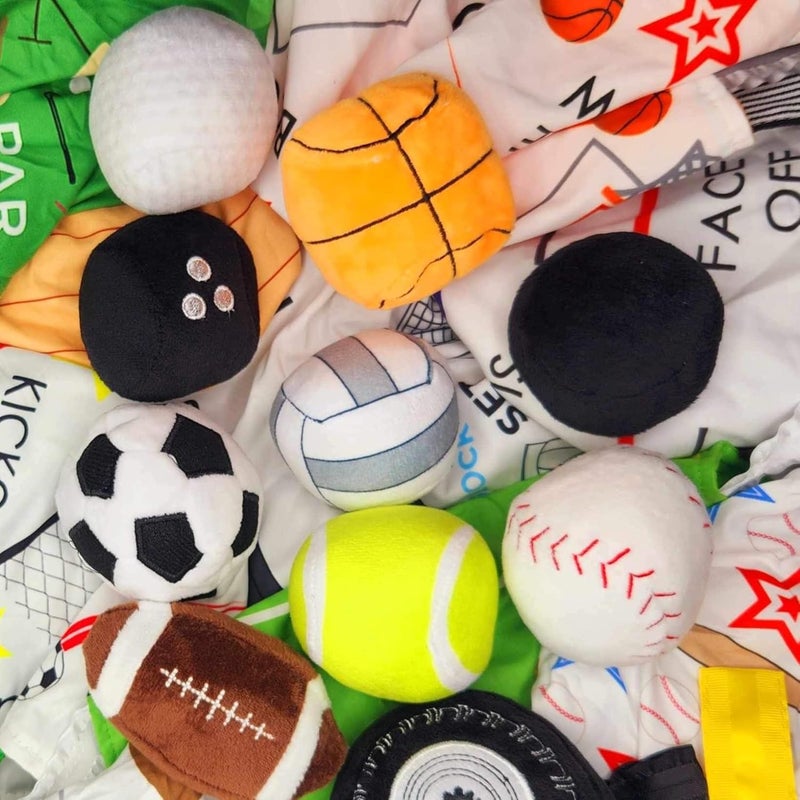 The Learning Lovey Baby Jack  Co 10x10 Bowling Sports Lovey Sensory Plush Blanket  Tag Toys for Babies  Baby Stroller Toys  Learn Shapes Letters  Colors  Perfect MVP Baby Toy  Baby Sports Gift wStroller Clip - Image 5