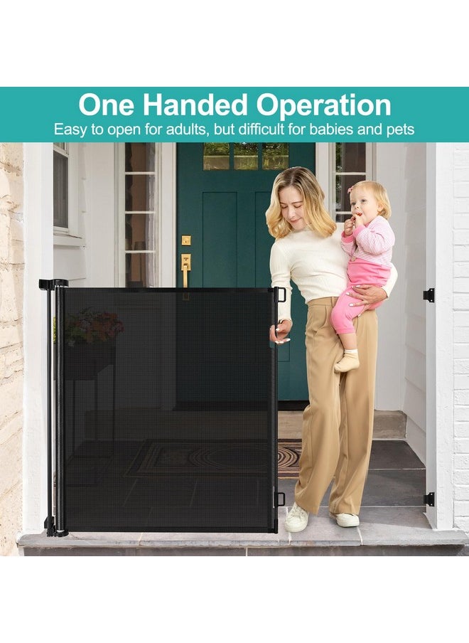 BETERTEK 42 Inch Extra Tall Dog Gate Indoor 55” Wide Puppy Gates for The House Prevent Kids/Pets from Jumping Over Retractable Extra Tall Baby Gates for Doorways Retractable Outdoor Pet Gate for Stairs, Black  - Image 3