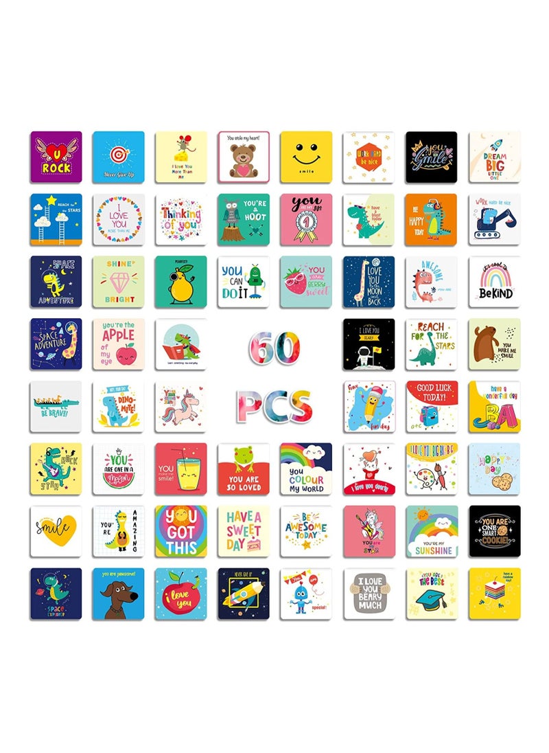 Generic - Lunch Box Notes for Kids, 60 Pcs Cute Positive Affirmation Cards Inspirational Motivational Cards Design for Kindergarten Boy’s and Girl’s Lunchbox,Back to School Gifts for Kids Students - Image 1