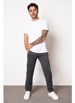 mmetalic Anthracite Men's Zipper Pocket Embroidery Detailed Straight Leg Casual Cut Sweatpants  - Image 2