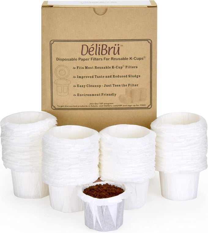 K CUP DISPOSABLE PAPER FILTERS 100 PACK FITS WITH ALL REUSABLE COFFEE PODS COMPOSTABLE AND DISPOSABLE COFFEE FILTERS FOR KEURIG SINGLE CUP