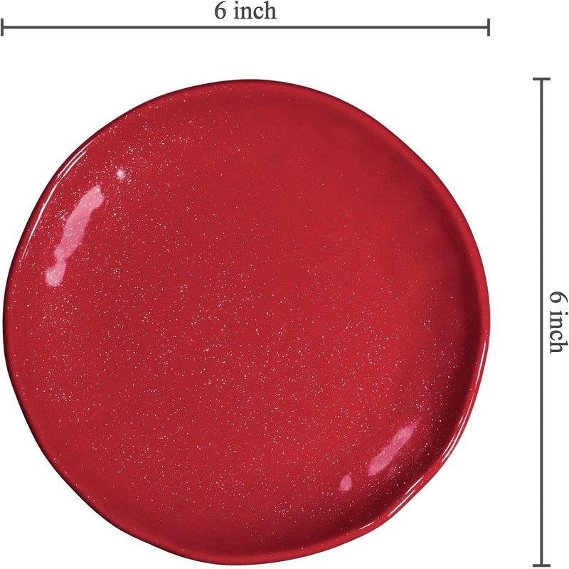 UP UPware Twinkle Dust Melamine Round Dessert Plates Small Serving Plates Christmas Decorations for Appetizer Snacks and Side Dishes Red 6 Inch Set of 4 - Image 3