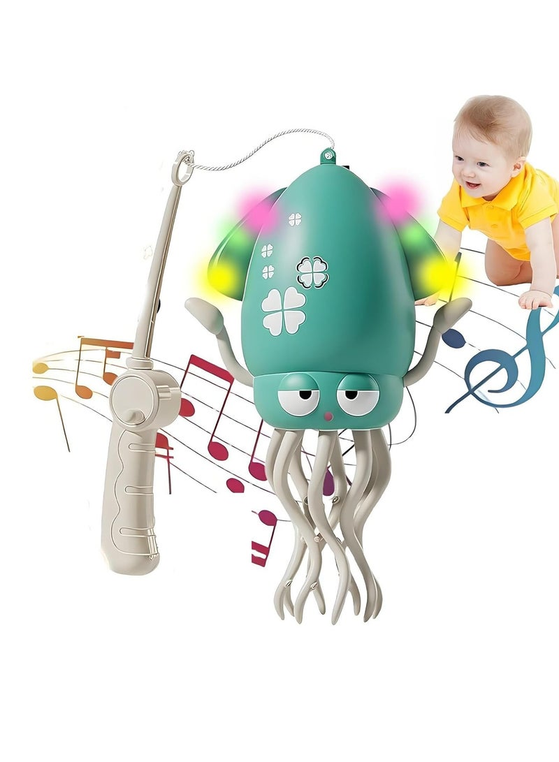 Dominy Dancing Octopus Toy, New Electric Auto-Avoid Crawling Octopus with LED & Music, Smart Interactive Auto-Wiggling Robotics, Creative Crazy 8-Leg Action Crawling Octopus (Green) - Image 1
