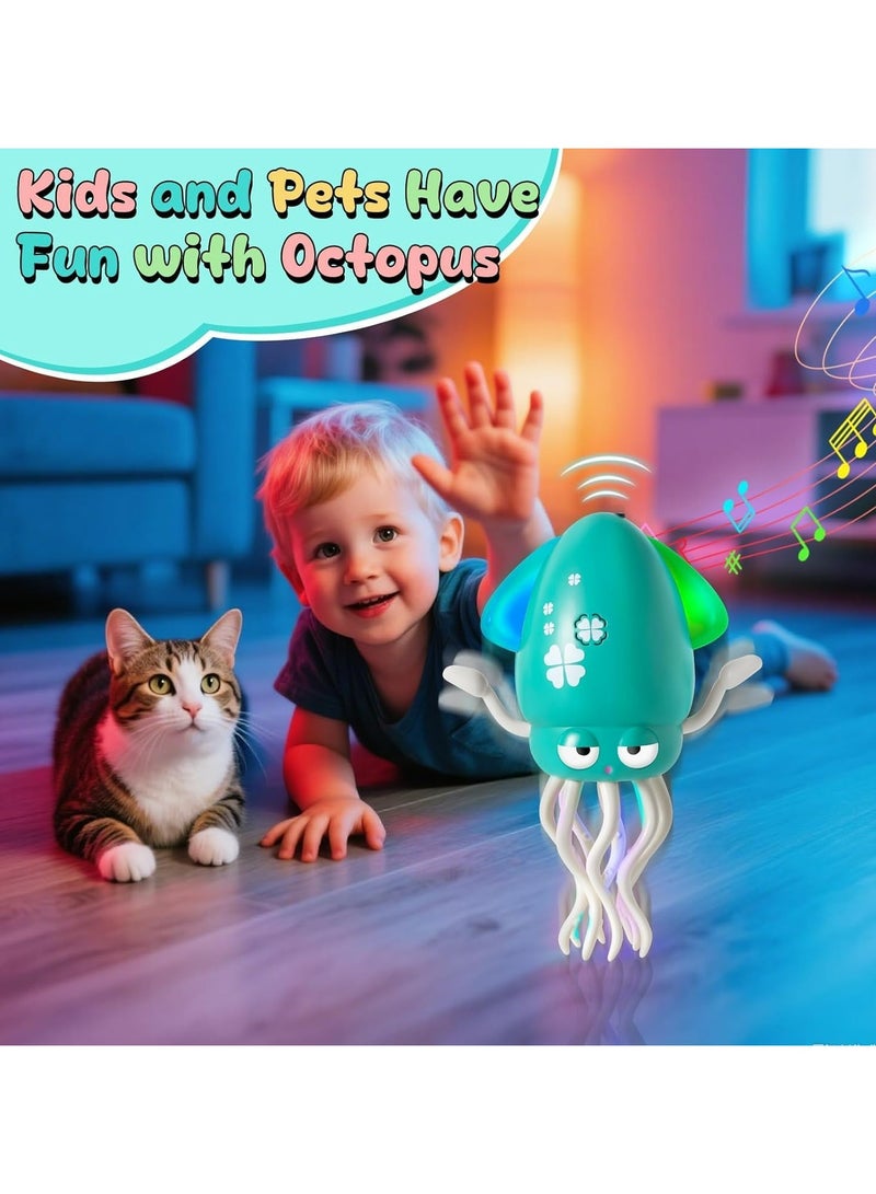 Dominy Dancing Octopus Toy, New Electric Auto-Avoid Crawling Octopus with LED & Music, Smart Interactive Auto-Wiggling Robotics, Creative Crazy 8-Leg Action Crawling Octopus (Green) - Image 3