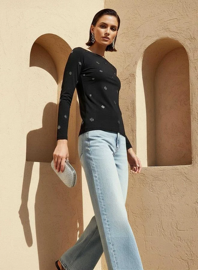 Splash FAV T-Shirt with Embellished Detail