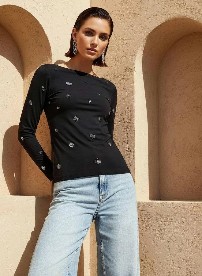 Splash FAV T-Shirt with Embellished Detail