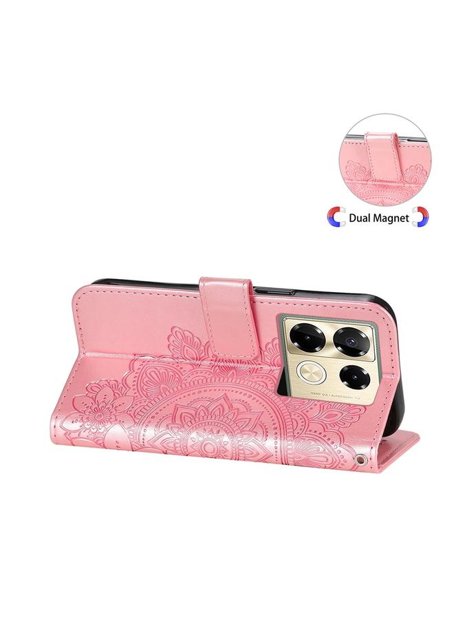 اس-توب جراب لهاتف Infinix Note 40 Pro 4G / 5G / Note 40 Pro+ جراب هاتف جلدي منقوش عليه زهور بسبع بتلات - Image 5