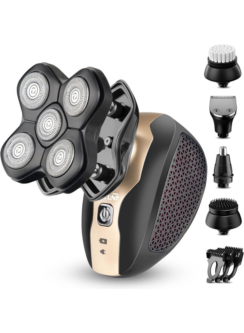 Telfun Upgrade Magnetic Head Shavers for Bald Men, Cordless & Comfort 5-in-1 Electric Razor - IPX7 Waterproof Wet/Dry Mens Grooming Kit - Easy Use Palm Shaver for a Smooth Bald Shave - Image 1