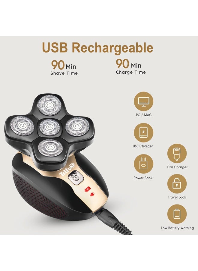 Telfun Upgrade Magnetic Head Shavers for Bald Men, Cordless & Comfort 5-in-1 Electric Razor - IPX7 Waterproof Wet/Dry Mens Grooming Kit - Easy Use Palm Shaver for a Smooth Bald Shave - Image 3