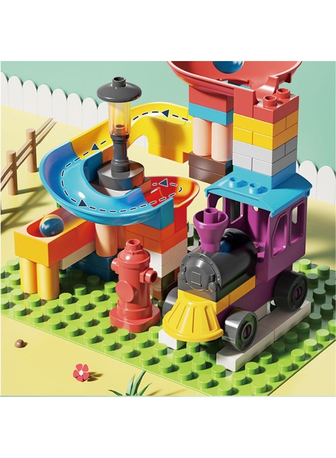 FEELO Fun Mini Train Ride Big Building Blocks | 76 Pieces | Interactive Ball Slide Construction Set for Kids | Easy-to-Connect Bricks | Educational Toy for Creativity, Motor Skills & Enlightenment - Image 5