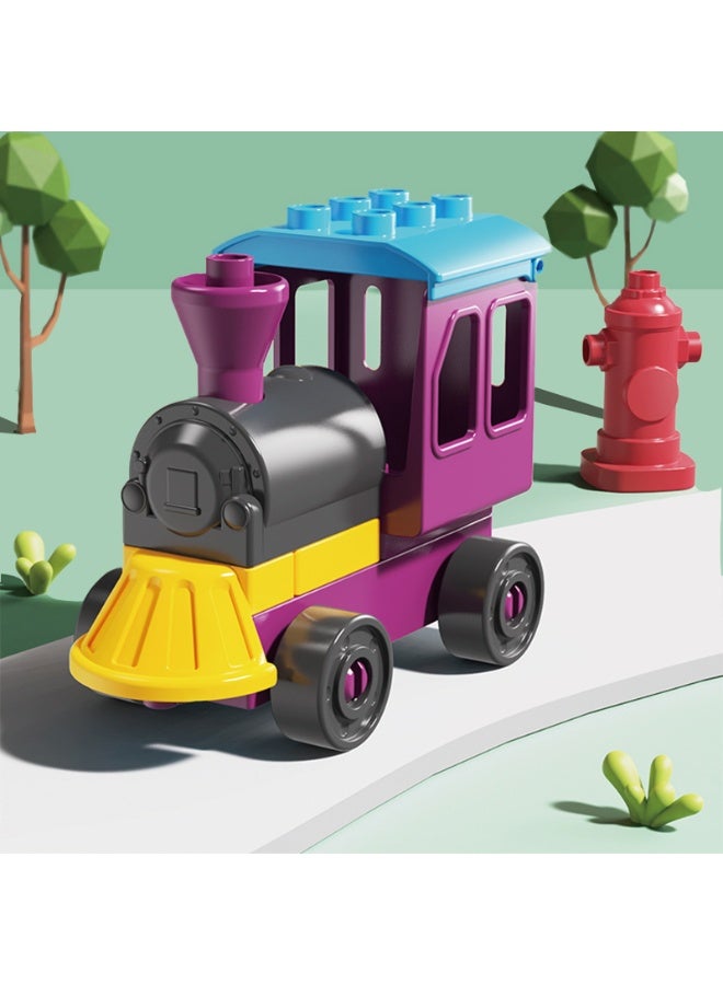 FEELO Fun Mini Train Ride Big Building Blocks | 76 Pieces | Interactive Ball Slide Construction Set for Kids | Easy-to-Connect Bricks | Educational Toy for Creativity, Motor Skills & Enlightenment - Image 3