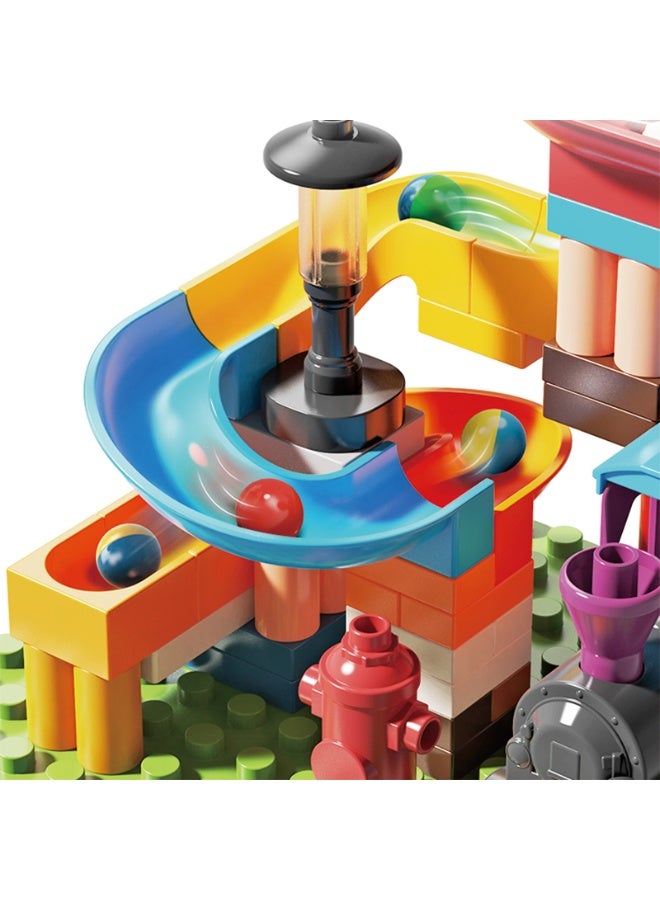 FEELO Fun Mini Train Ride Big Building Blocks | 76 Pieces | Interactive Ball Slide Construction Set for Kids | Easy-to-Connect Bricks | Educational Toy for Creativity, Motor Skills & Enlightenment - Image 4