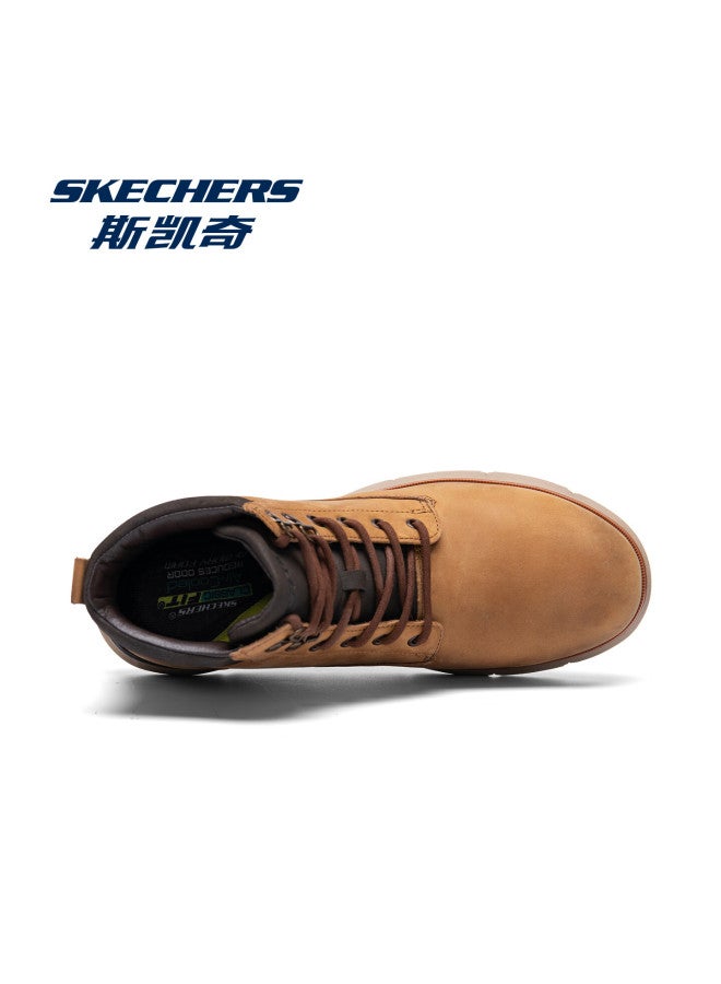 Skechers Men's Martin Boots Autumn Winter Work Shoes Comfortable Lightweight Breathable Casual Retro Ltbr Light Brown Size 44