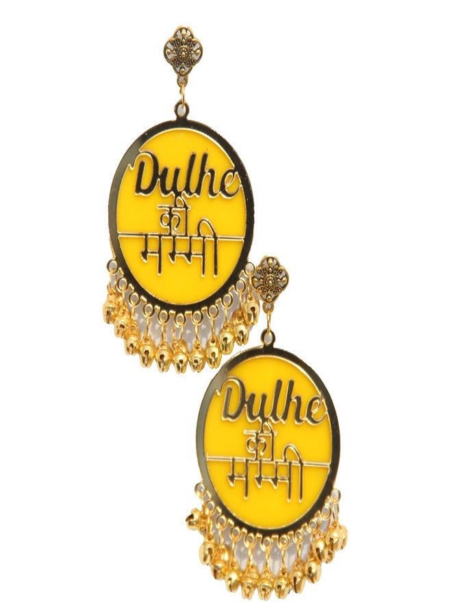 RN Collection Acrylic Dulhe Ki Mummy Earrings For Women & Girls. (Yellow & Gold) - Image 1