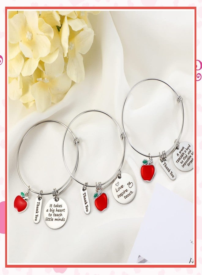 MTLEE 6 Pcs Teacher Appreciation Bracelets Gifts, Thank You Teacher Bangles Bulk for Women, Christmas End of Year Valentine Graduation Thank You Gifts(Vivid Style) - Image 3