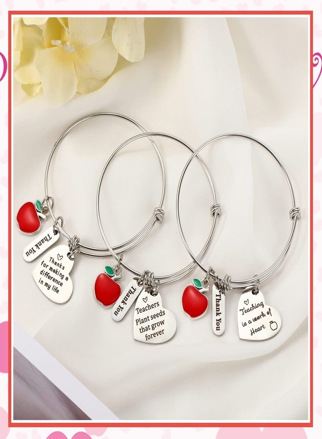 MTLEE 6 Pcs Teacher Appreciation Bracelets Gifts, Thank You Teacher Bangles Bulk for Women, Christmas End of Year Valentine Graduation Thank You Gifts(Vivid Style) - Image 4
