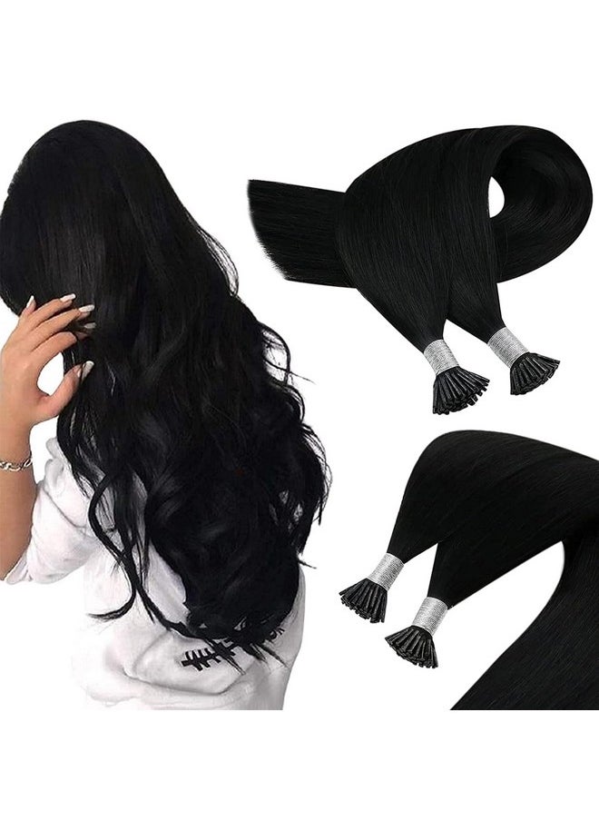 Sunny Hair Sunny I Tip Hair Extensions 50S I Tips Real Hair Extension Pre Bonded Itips Human Hair Extensions Black Itip Remy Hair Extensions Black Hair Extensions 50G 22Inch  - Image 1
