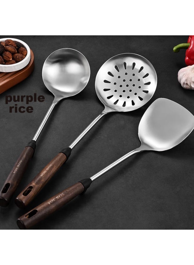 Canjiangjun 304 Stainless Steel Kitchen Utensil Set： Spatula, Soup Ladle, And Strainer, Three-piece Set With Hanging Pot Handle - Image 2