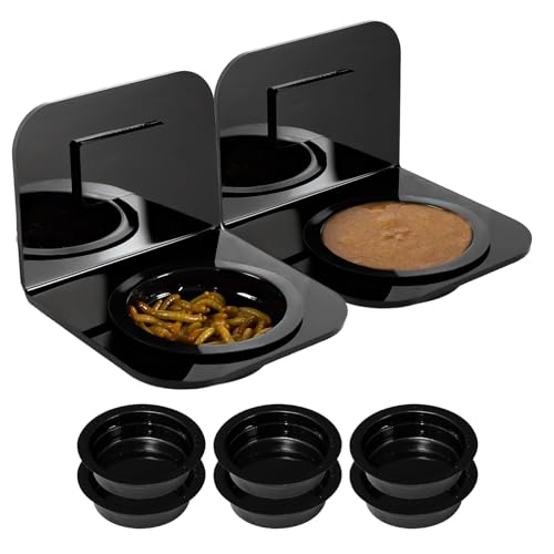 WACOOL Magnetic Reptile Ledge 2PACK, Acrylic Gecko Feeding Ledges with 6PCS Cups, Reptile Food Water Feeder Dish for Geckos Iguana Chameleon Pets - Image 1