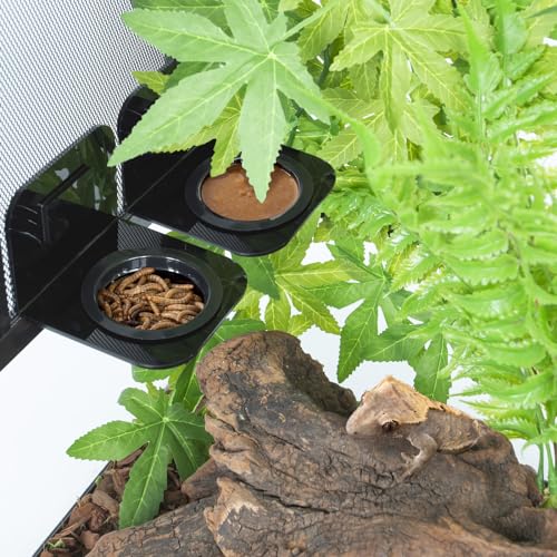 WACOOL Magnetic Reptile Ledge 2PACK, Acrylic Gecko Feeding Ledges with 6PCS Cups, Reptile Food Water Feeder Dish for Geckos Iguana Chameleon Pets - Image 2