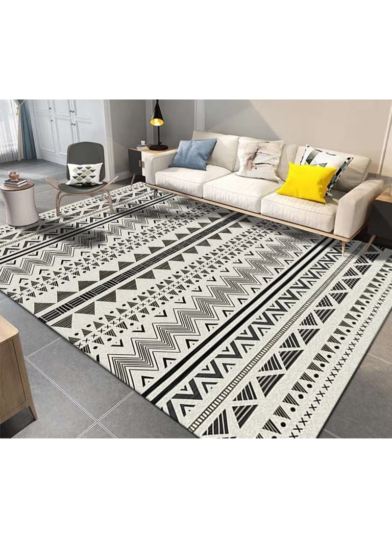 Aralifes Rectangular Soft Touch Carpet Black/Beige 160x230cm  - Image 1
