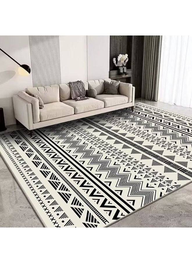 Aralifes Rectangular Soft Touch Carpet Black/Beige 160x230cm  - Image 2